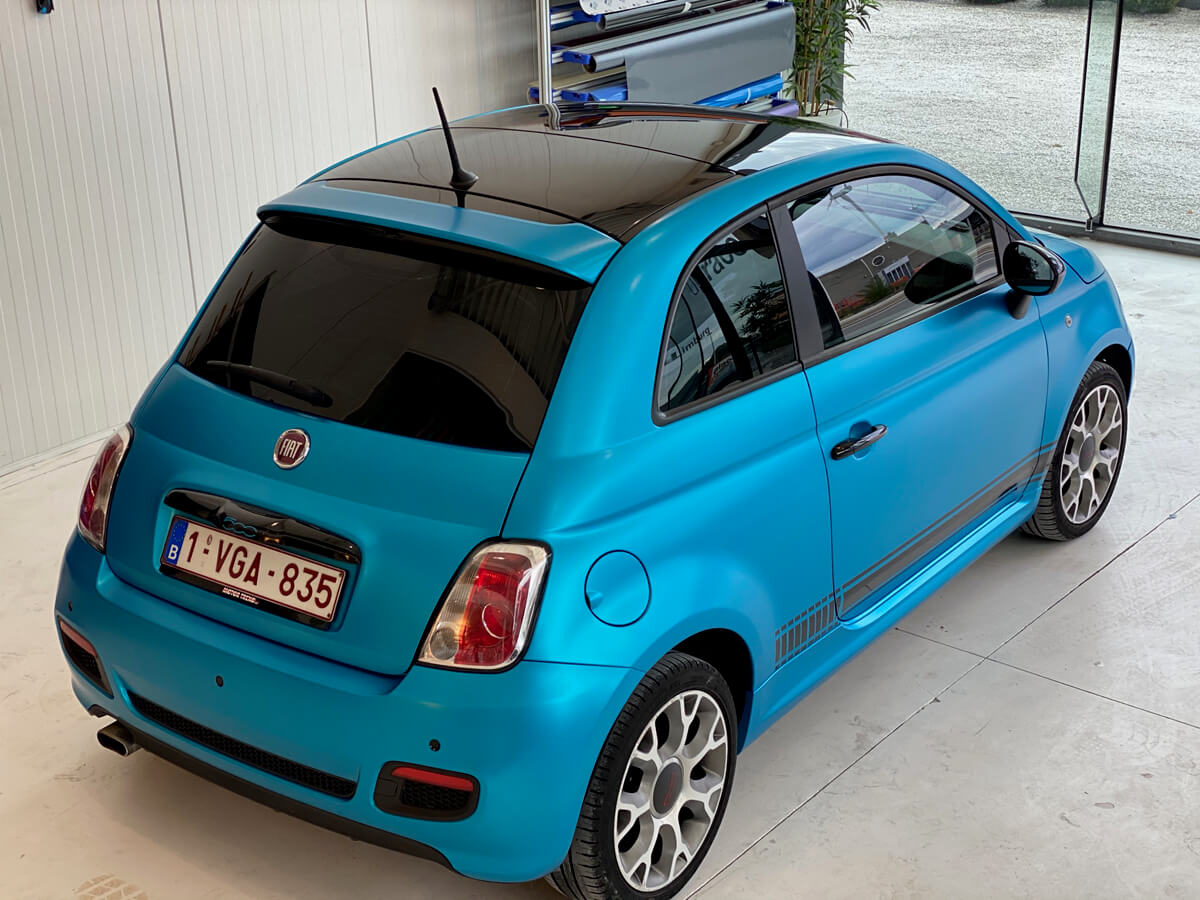 fiat 500 carwrap ocean simmer kleur